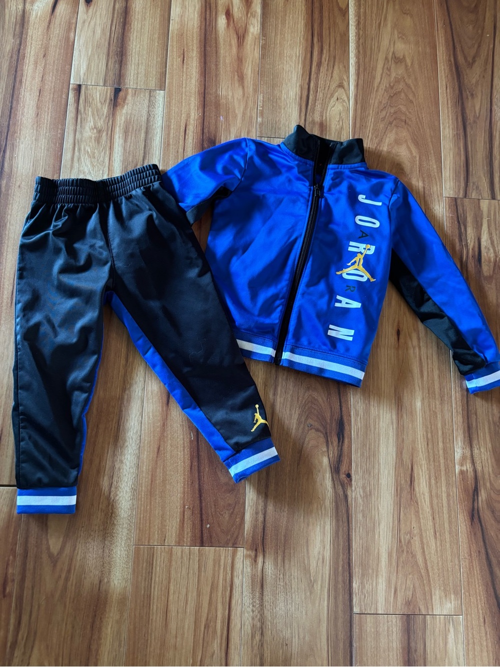 0-1 Jordan Royal Blue and Black Kids Track Set with Yellow Jump-man